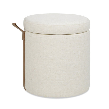 Brandy - Round Upholstered Storage Ottoman With Leather Accent by Jennifer Taylor Home | Bel Furniture
