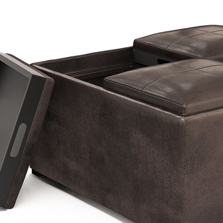 Avalon - Upholstered Square Coffee Table Storage Ottoman by Simpli-Home | Bel Furniture