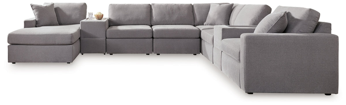 Modmax - Granite - Sectional Gray 8 Pc. Sectional With Laf Corner Chaise And Storage Consoles by Signature Design by Ashley® | Bel Furniture