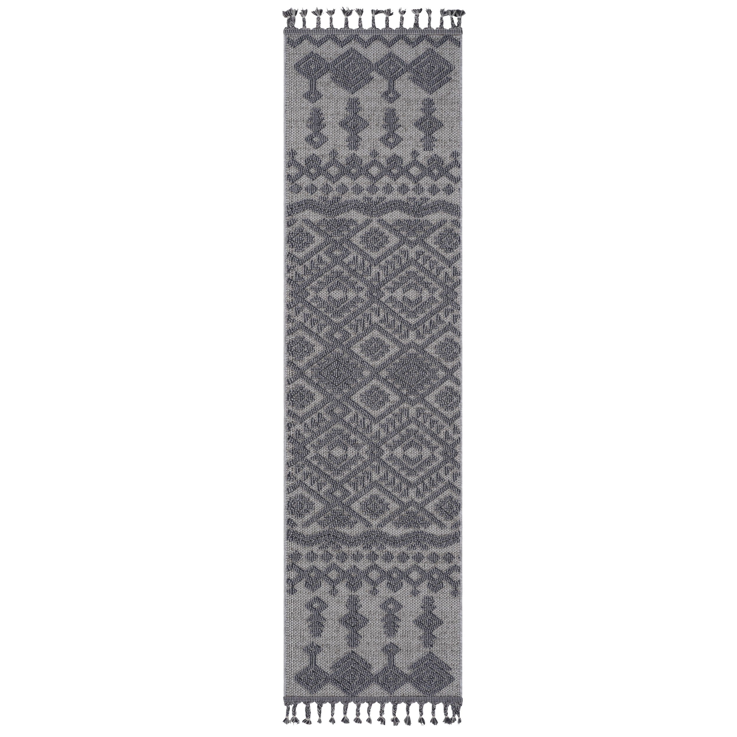 Guros - 2' x 8' Traditional Indoor / Outdoor Area Rug - White / Gray