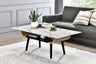 Landon - Coffee Table With Glass Marble Texture Top And Bent Wood Design by Lilola Home | Bel Furniture