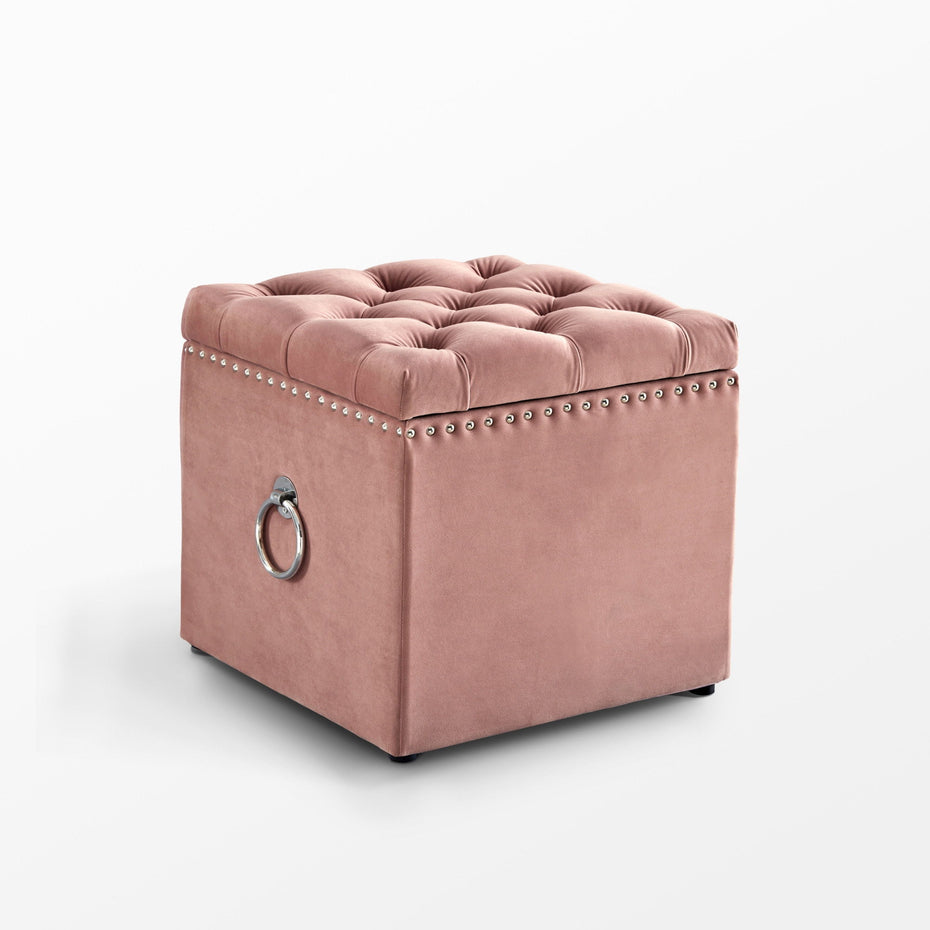 Velvet Tufted Storage - Black / Blush