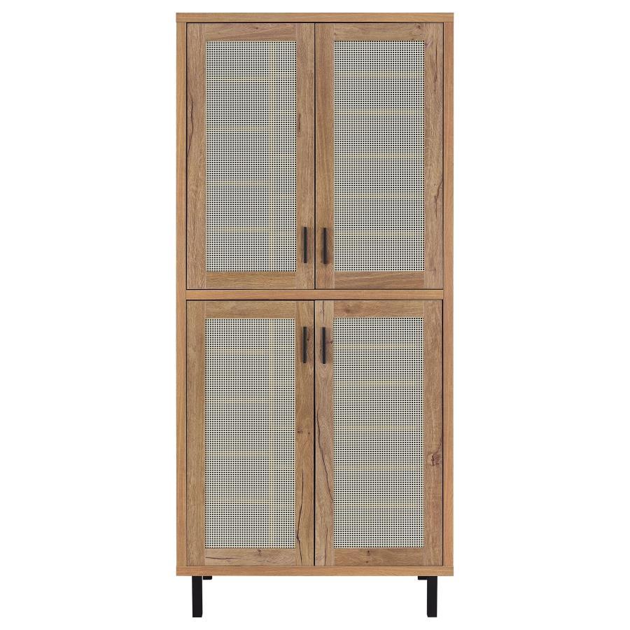 Teller - 4-Door Tall Shoe Storage Cabinet - Natural Oak by Coaster Fine Furniture | Bel Furniture
