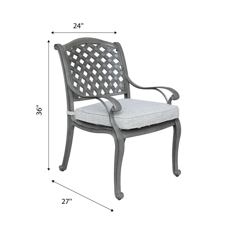 Indoor Outdoor Aluminum Dining Chair With Cushion - Golden Gauze