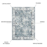 Toucan - Washable Non - Slip Area Rug, Elegant Design - Silver by Icona Home Decor | Bel Furniture