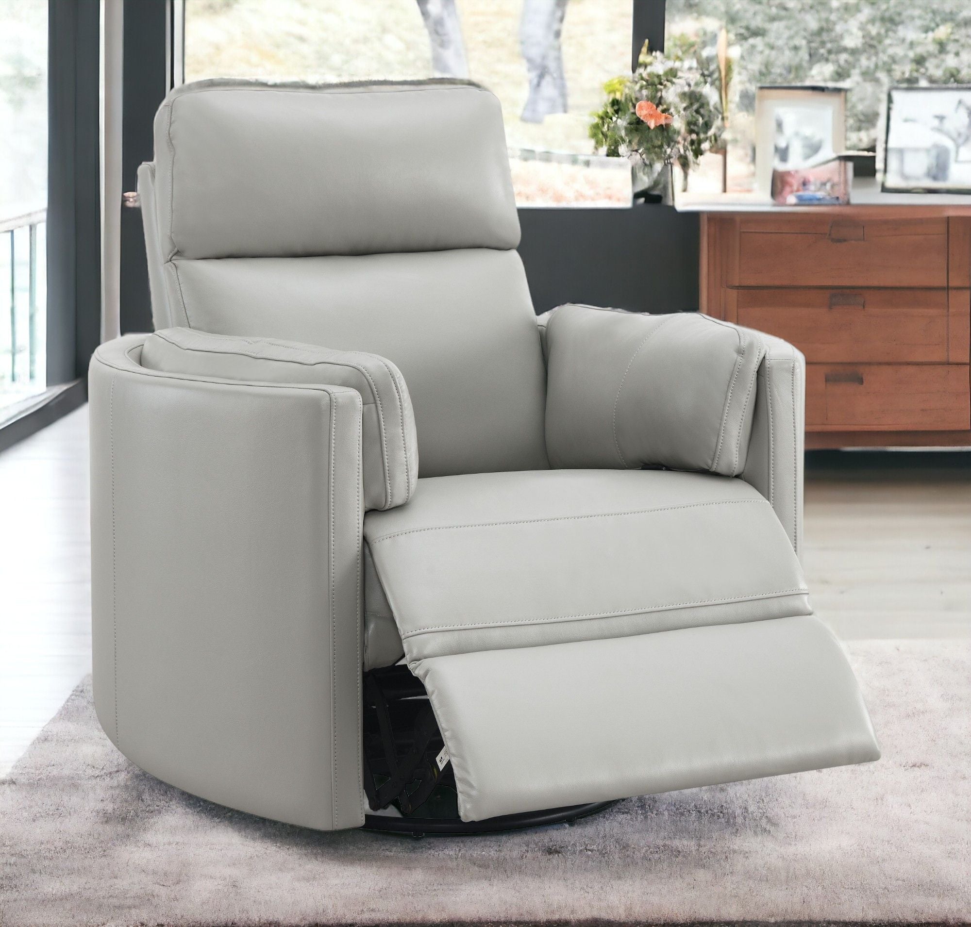 Sagen - Chenille Glider Recliner With Swivel