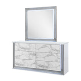 Moon - Marble Mirror With LED - White