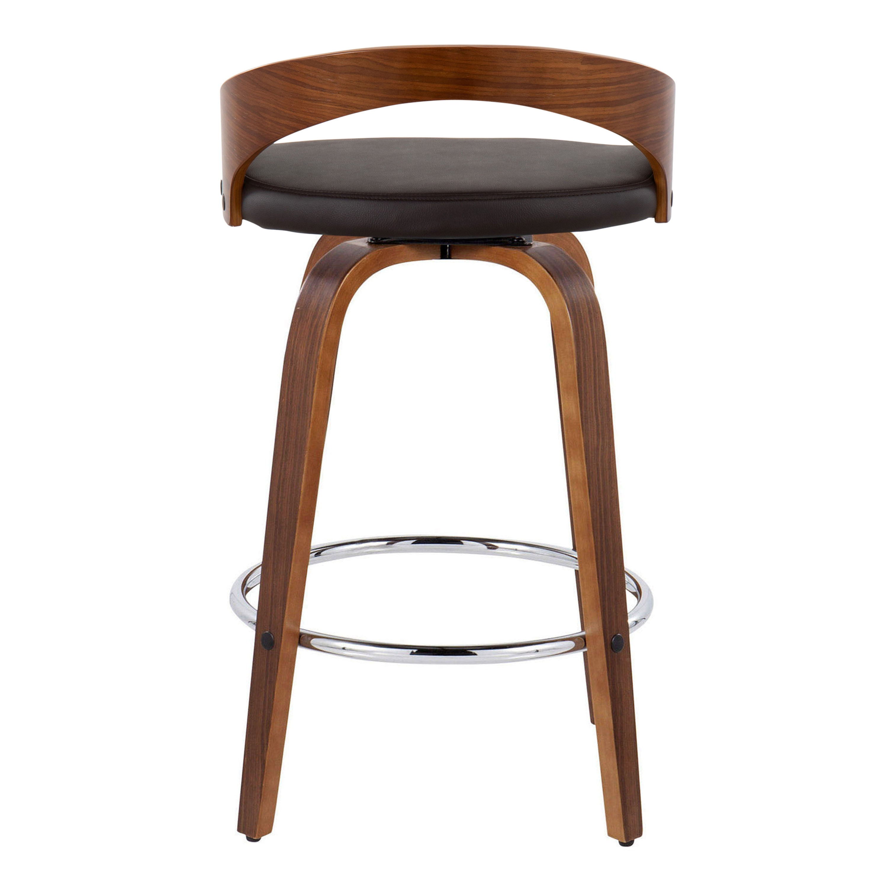 Grotto - Mid Century Modern Elegant Fixed Height Counter Stool With Swivel With Round Footrest (Set of 2)