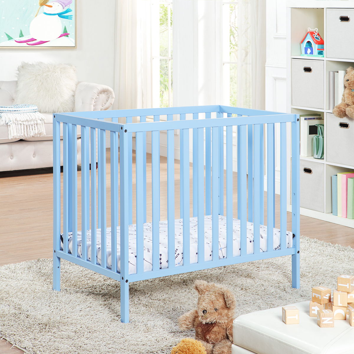 Palmer - 3-in-1 Convertible Mini Crib Baby With Mattress Pad