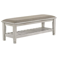 Franco - Fabric Upholstered Bench With Shelf White by CoasterEssence | Bel Furniture