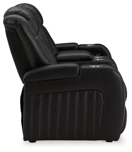 Caveman Den - Midnight - Power Reclining Loveseat with Console/ Adj Hdrst by Signature Design by Ashley® | Bel Furniture