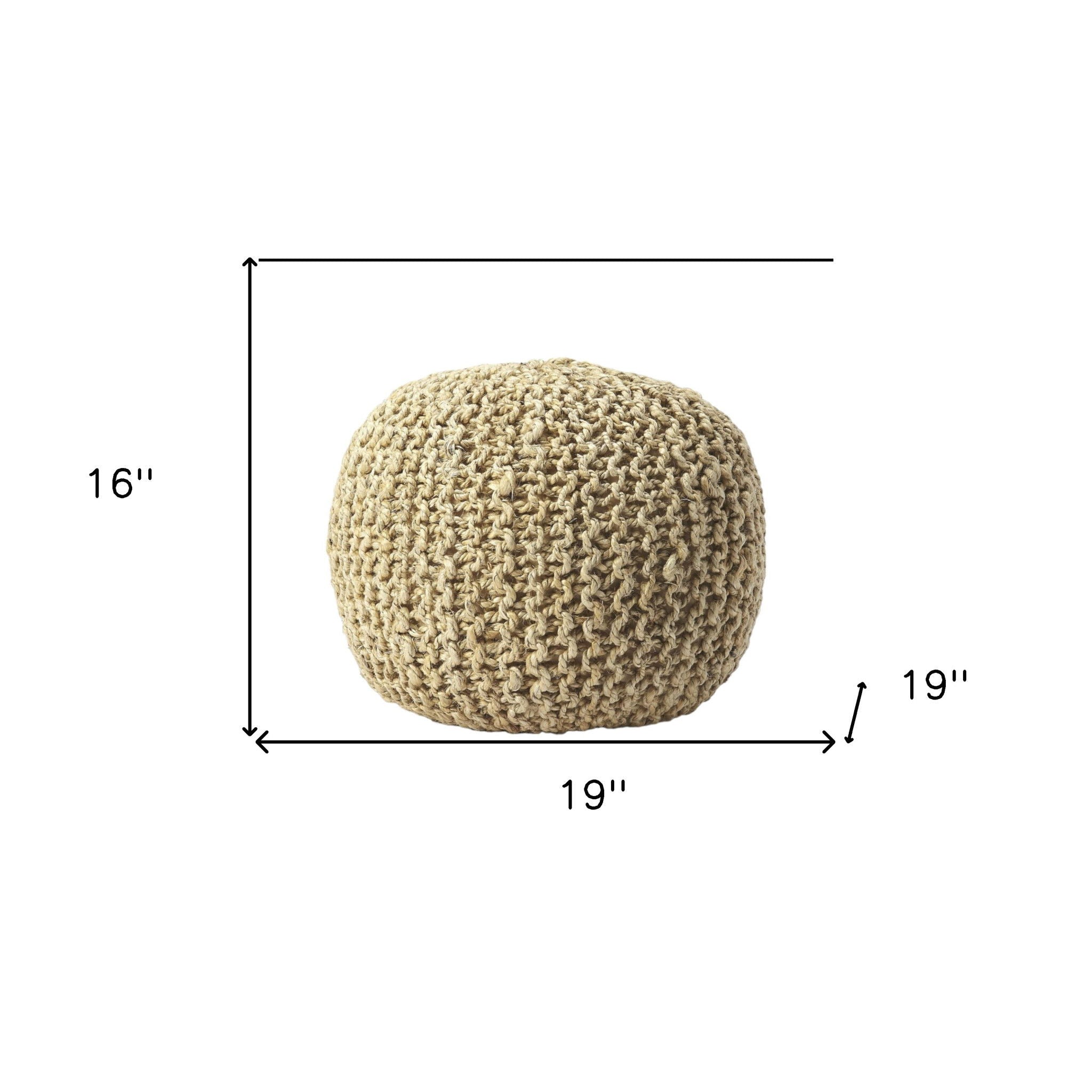 Jute Round Pouf Ottoman - Natural