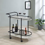 Desiree - 2-Tier Faux Marble Shelf Metal Bar Cart
