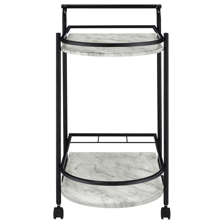 Desiree - 2-Tier Faux Marble Shelf Metal Bar Cart