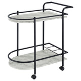 Desiree - 2-Tier Faux Marble Shelf Metal Bar Cart