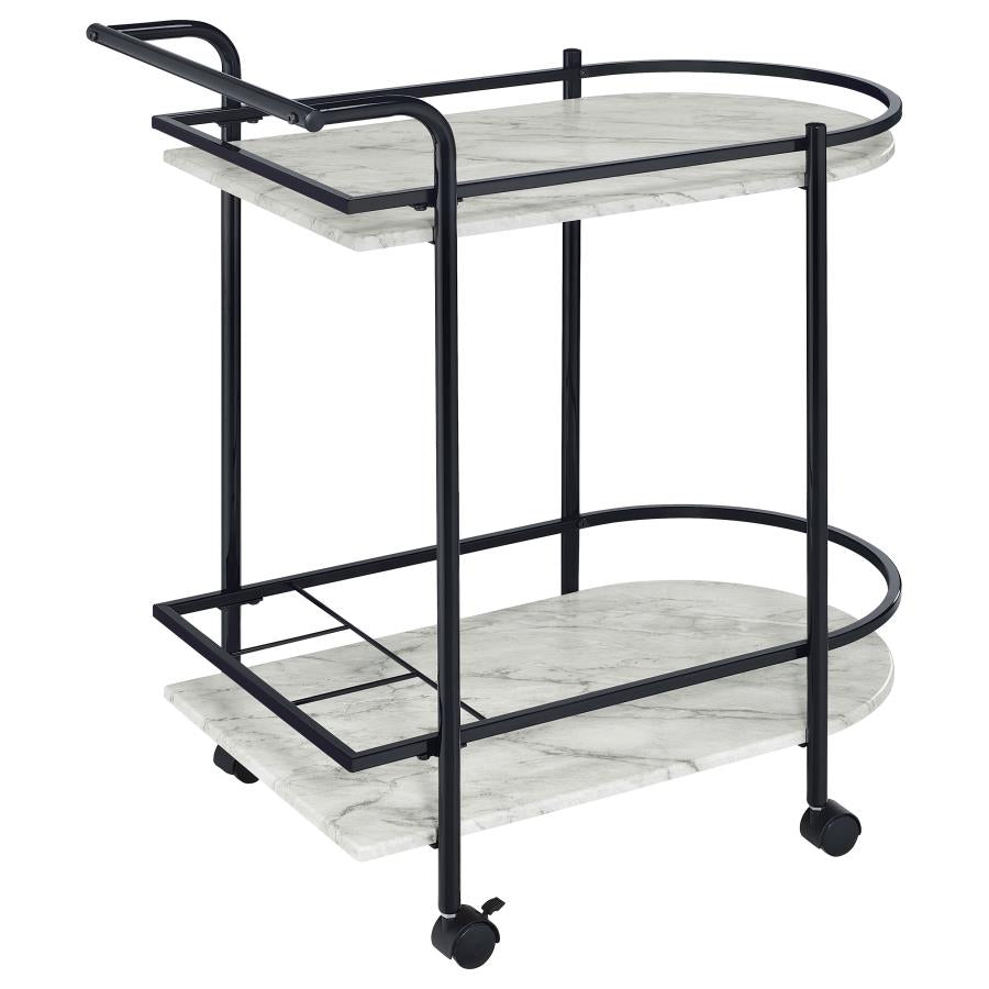 Desiree - 2-Tier Faux Marble Shelf Metal Bar Cart