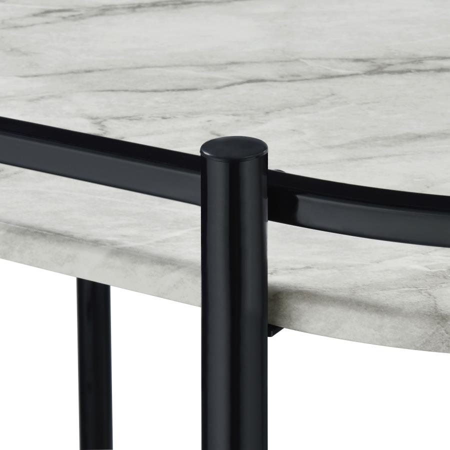 Desiree - 2-Tier Faux Marble Shelf Metal Bar Cart