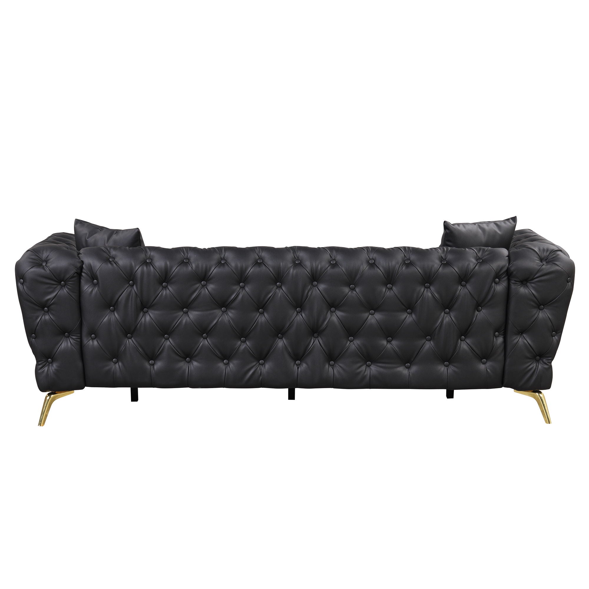 Modern 3 Piece Sofa Sets With Sturdy Metal Legs, Button Tufted Back, PU Upholstered Couches Sets Including Three Seat Sofa, Loveseat And Single Chair For Living Room Furniture Set - Black