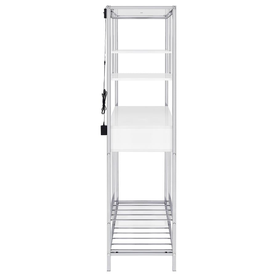 Figueroa - 5-Shelf Wine Storage Bar Cabinet - White High Gloss