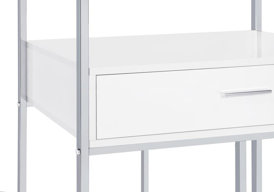 Figueroa - 5-Shelf Wine Storage Bar Cabinet - White High Gloss