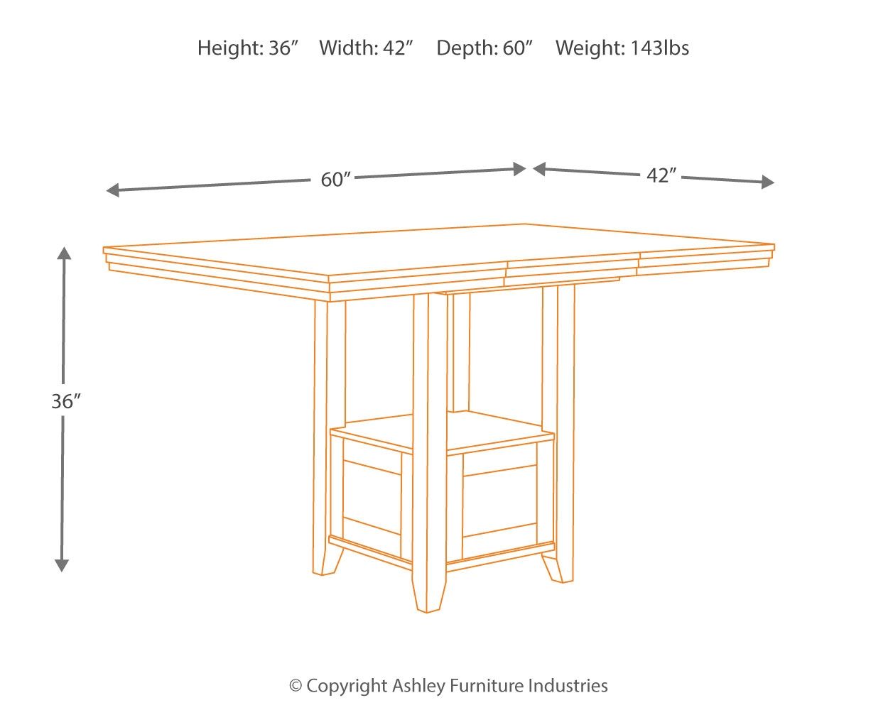 Ralene - Medium Brown - Rectangular Dining Room Counter Extension Table