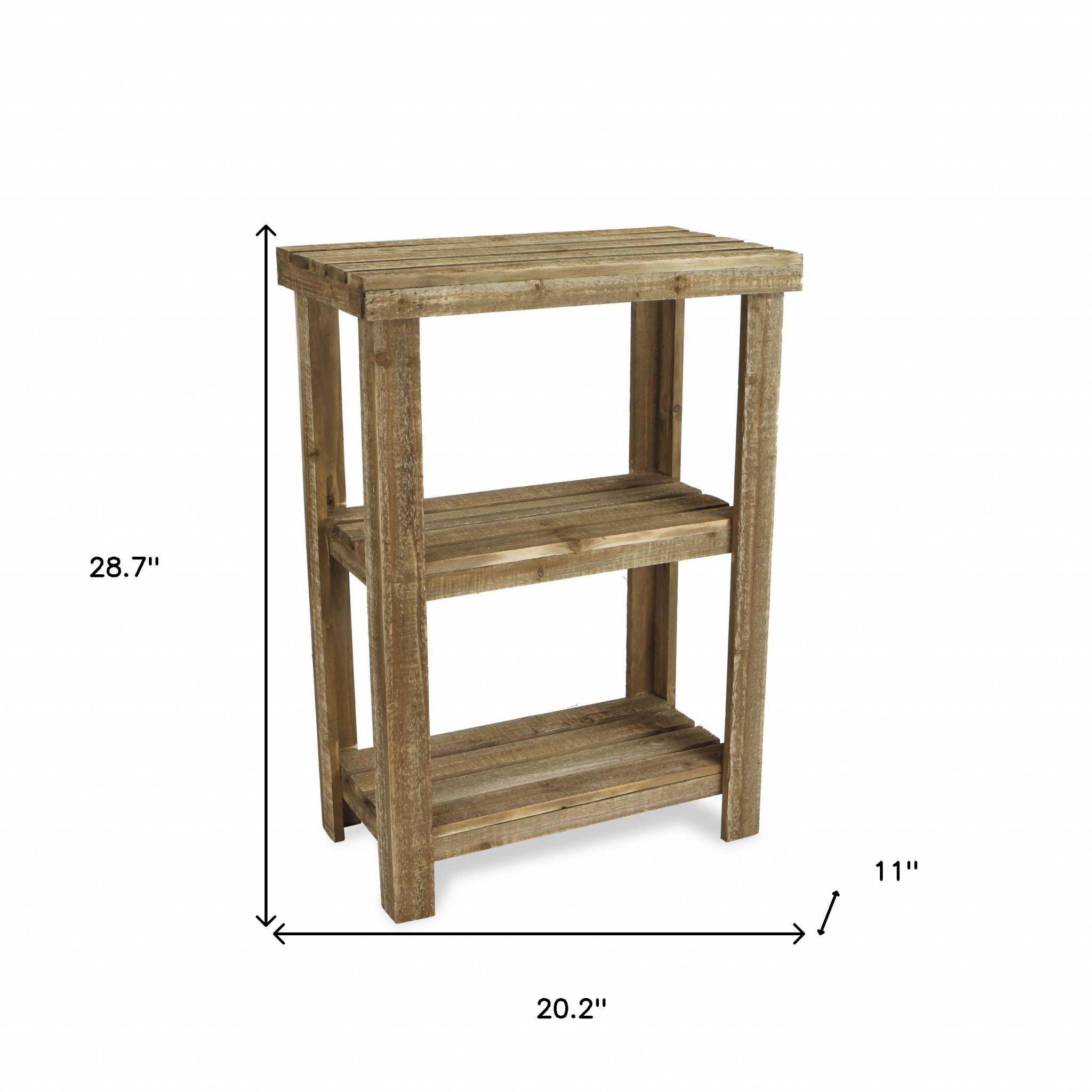 Solid Wood End Table With Two Shelves - Brown