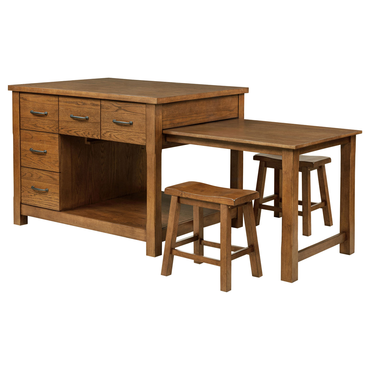 Mayfair - 3 Piece Kitchen Island With Extension Table - Dark Oak