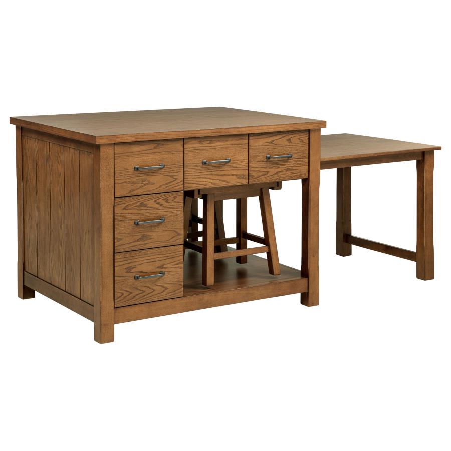 Mayfair - 3 Piece Kitchen Island With Extension Table - Dark Oak
