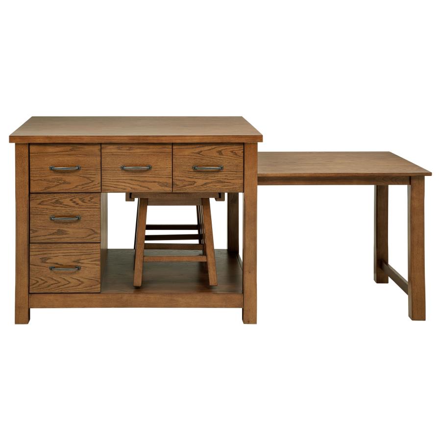 Mayfair - 3 Piece Kitchen Island With Extension Table - Dark Oak