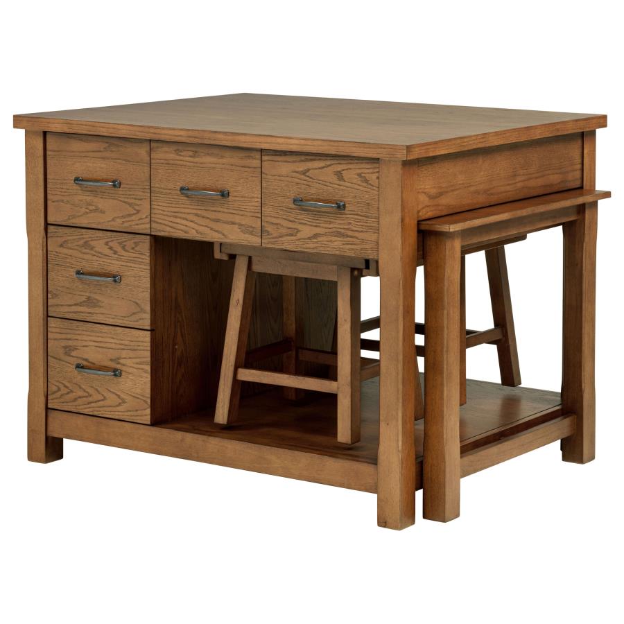 Mayfair - 3 Piece Kitchen Island With Extension Table - Dark Oak