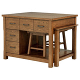 Mayfair - 3 Piece Kitchen Island With Extension Table - Dark Oak