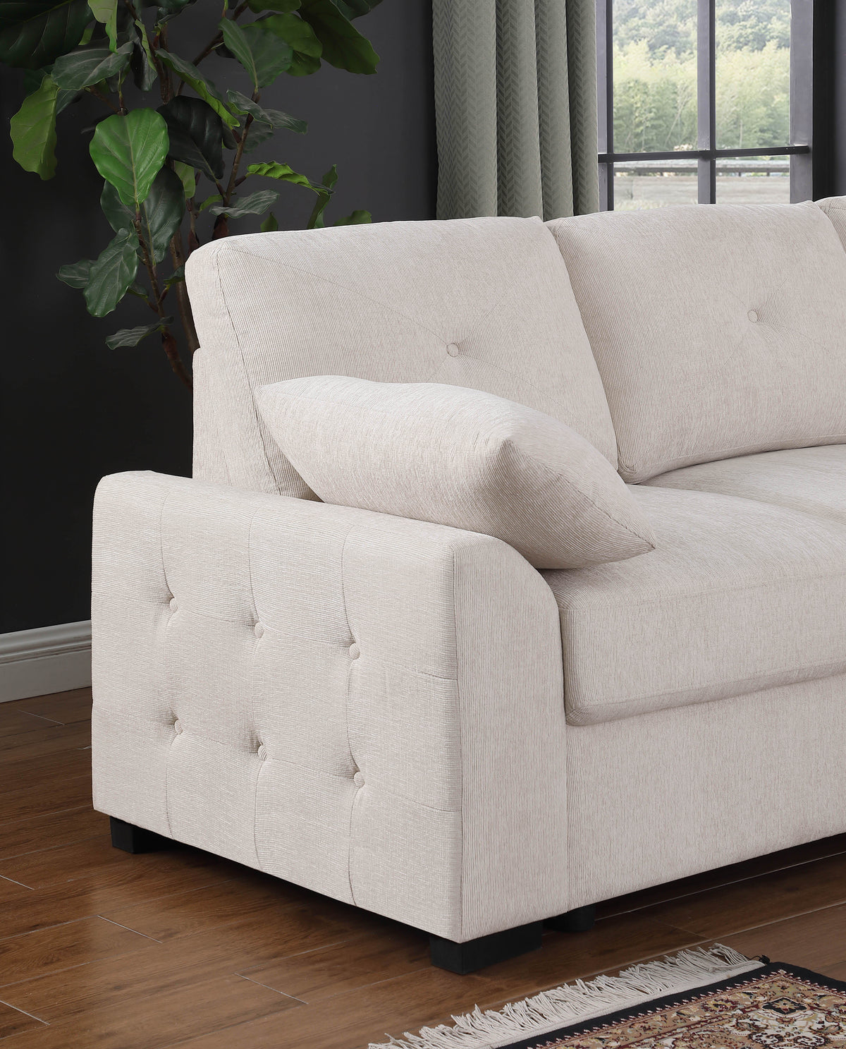 Nyhan - Upholstered Corner Sectional With Pull Out Loveseat And Storaged Chaise by Cynthia's Furniture | Bel Furniture