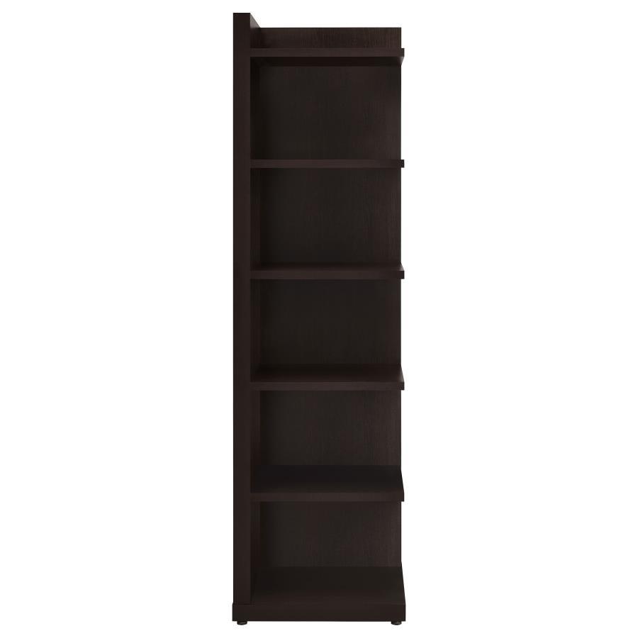 Alder - 6-Shelf Corner Bookcase - Cappuccino by CoasterEveryday | Bel Furniture