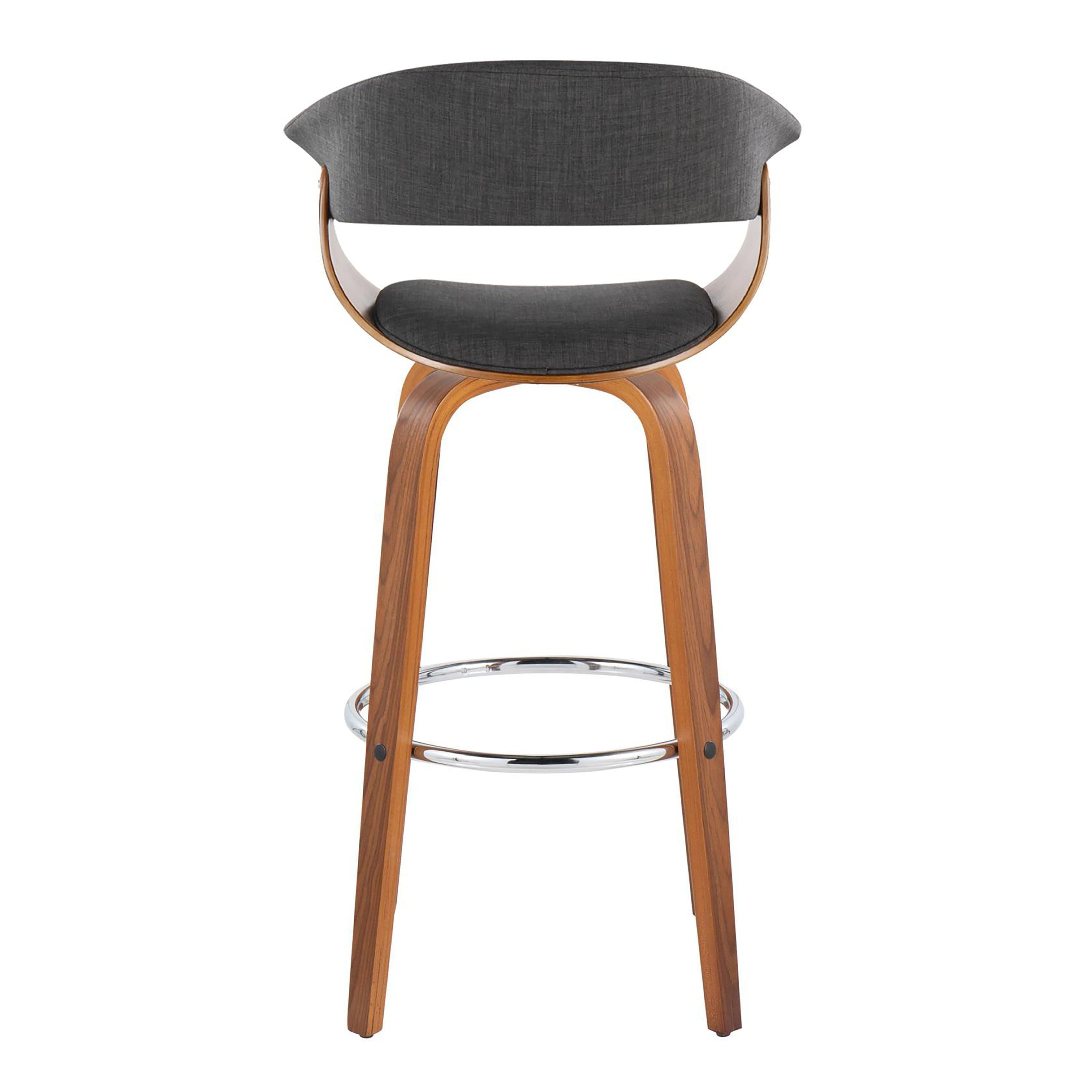 Vintage Mod - Mid Century Modern Fixed Height Barstool With Swivel With Round Footrest (Set of 2)