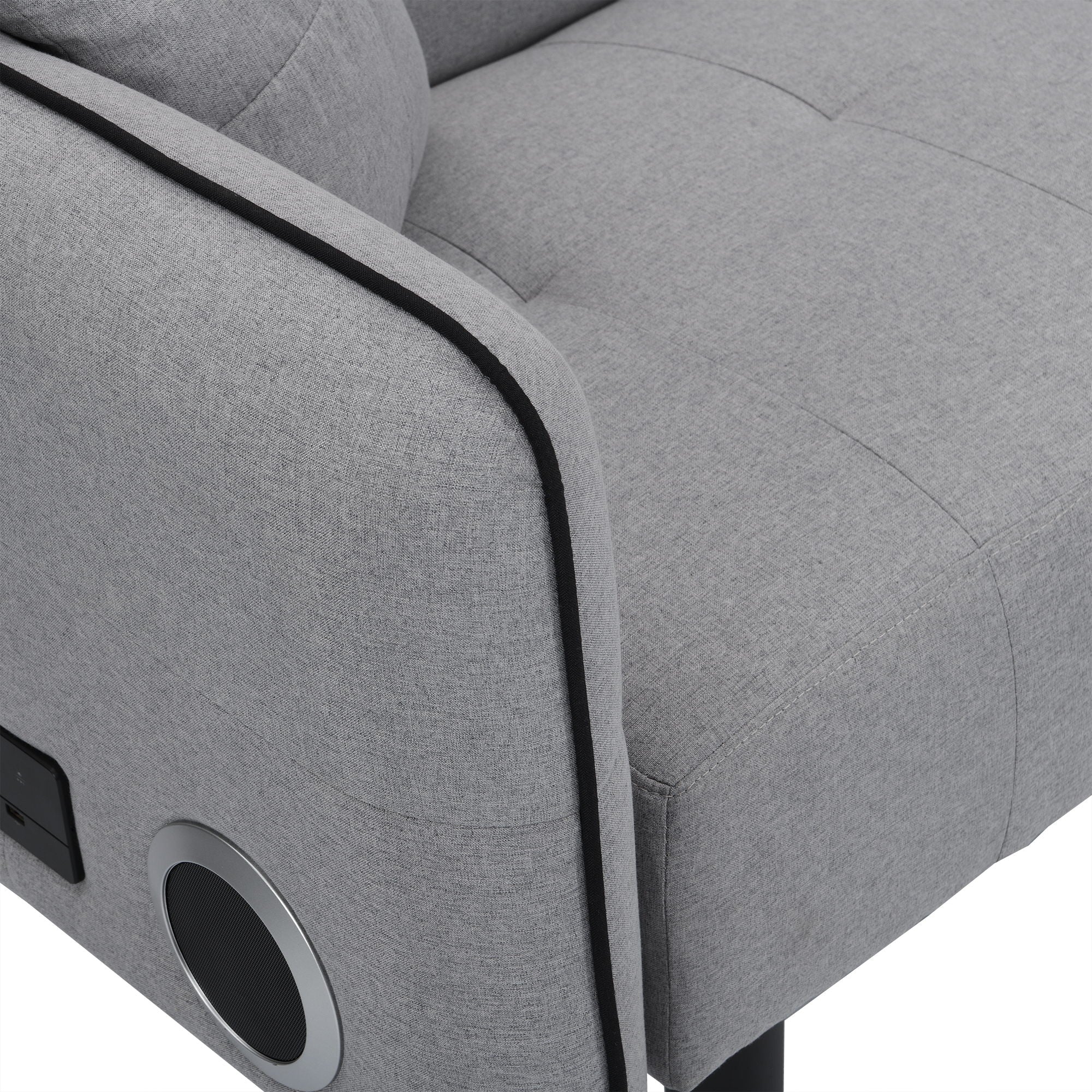 Folding Ottoman Sofa Bed With Stereo - Gray Fabric