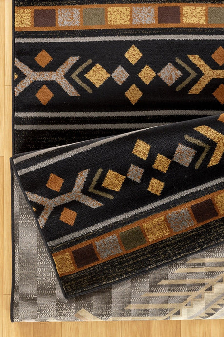 Tribes - 2'7" X 7'3" Southwest Area Rug Polypropylene - Black by Icona Home Decor | Bel Furniture
