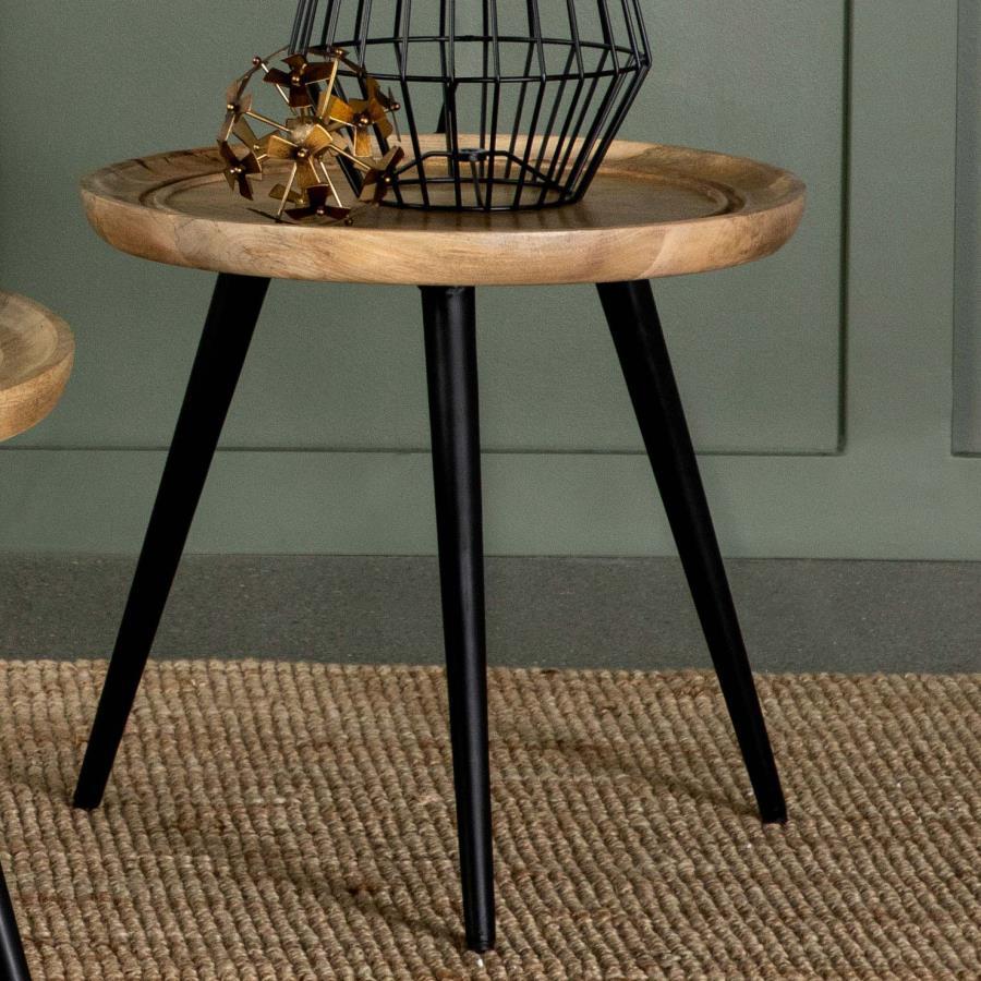 Zoe - Round Mango Wood Side End Table - Natural