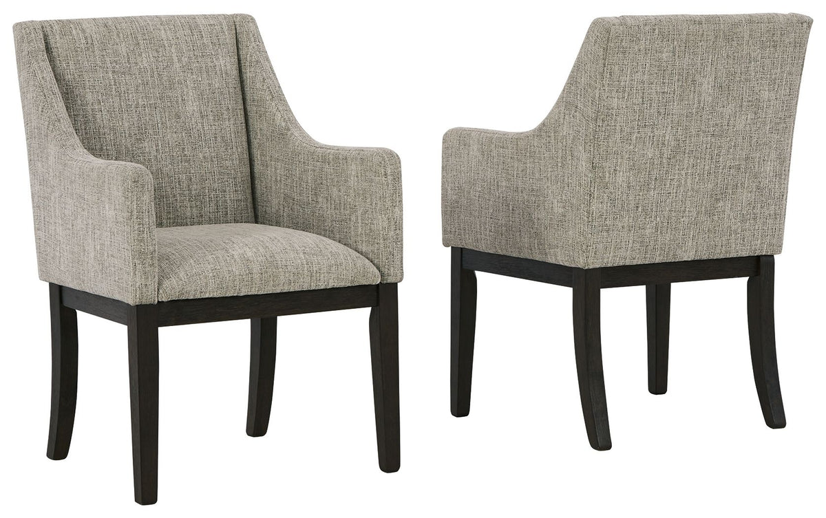 Burkhaus - Beige / Dark Brown - Dining UPH Arm Chair (Set of 2) by Signature Design by Ashley® | Bel Furniture