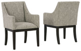 Burkhaus - Beige / Dark Brown - Dining UPH Arm Chair (Set of 2) by Signature Design by Ashley® | Bel Furniture