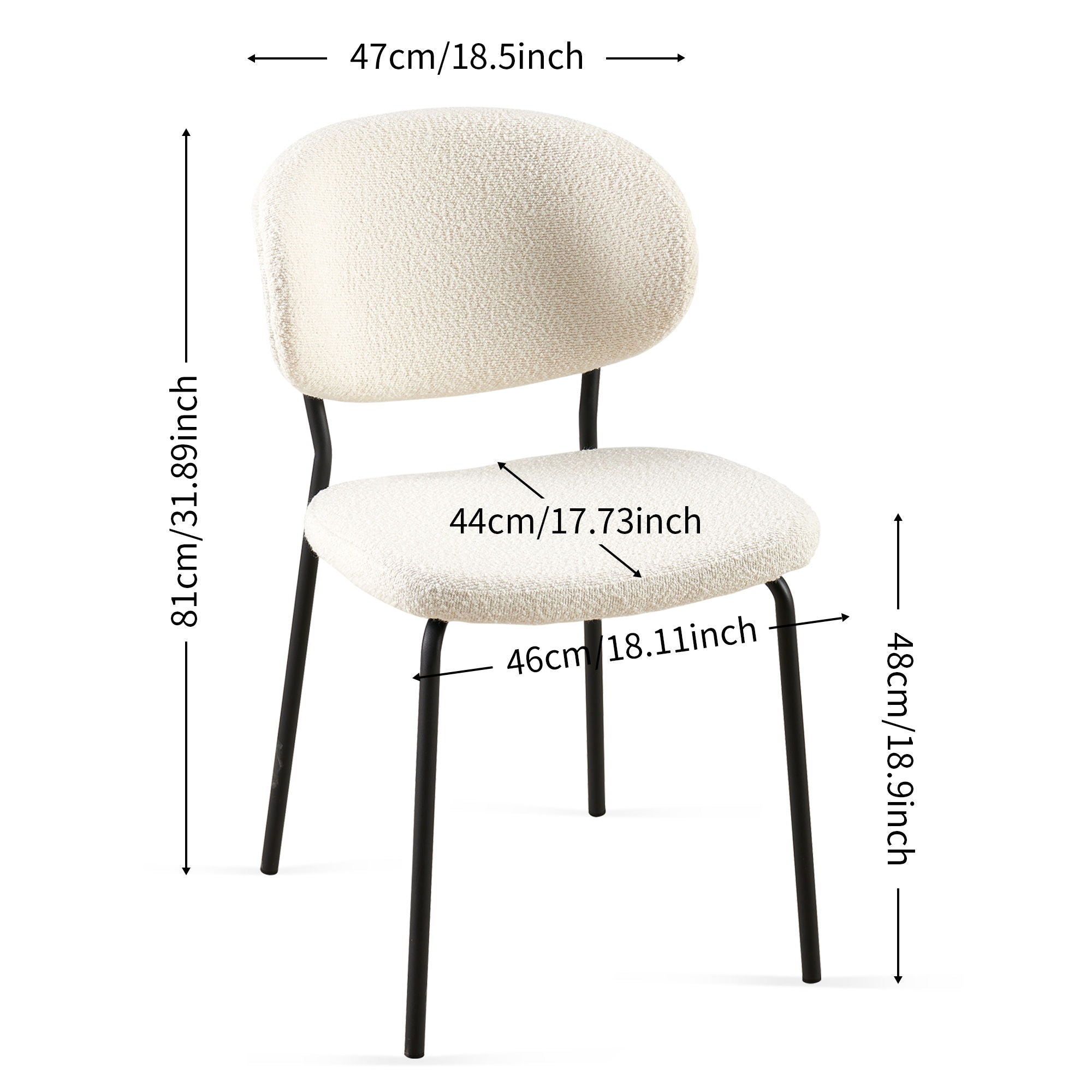 Boucle Dining Chairs, Dining Chairs With Metal Legs For Dining Room, Kitchen, Living Room