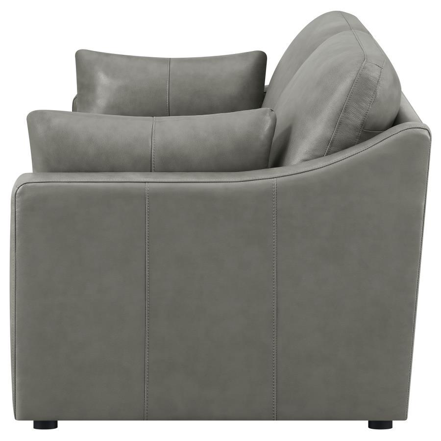 Grayson - Leather Upholstered Sloped Arm Loveseat - Gray