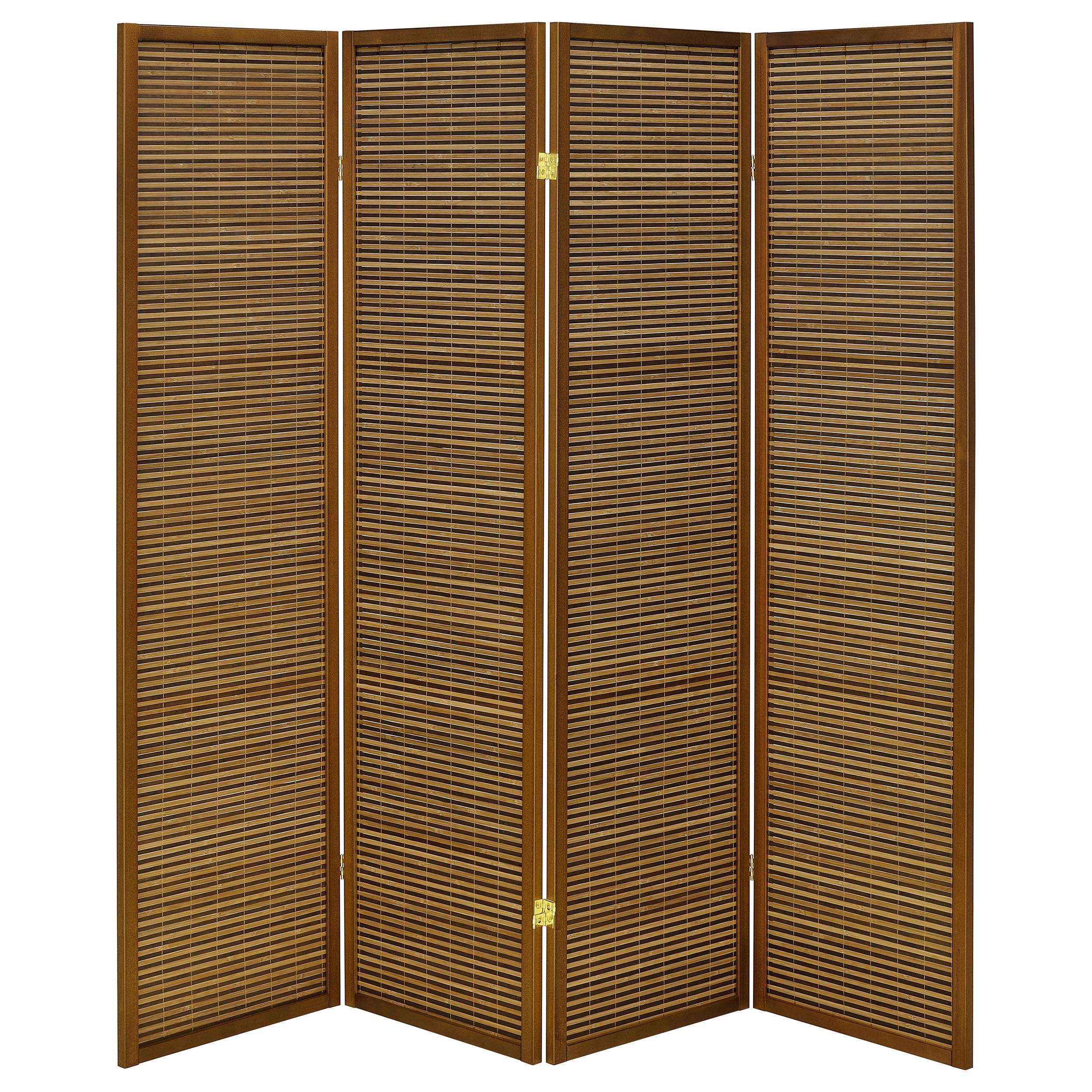 Browning - 4-Panel Bamboo Room Divider Folding Screen - Walnut