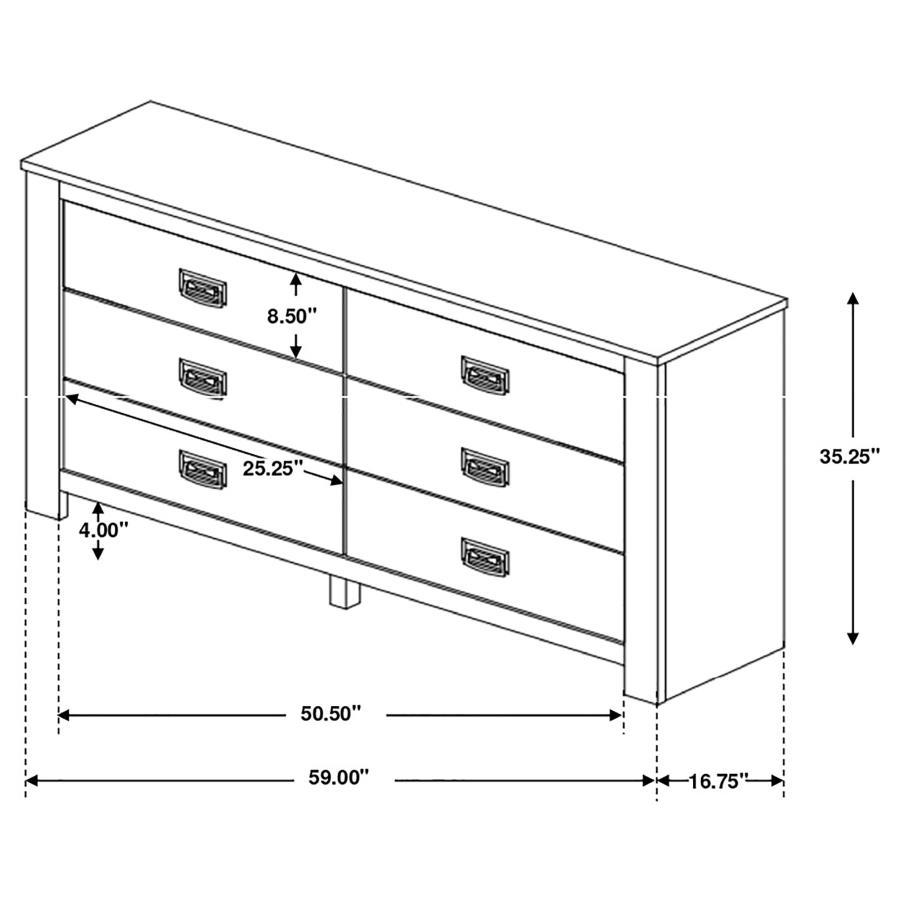 Frederick - 6-Drawer Dresser - Weathered Oak