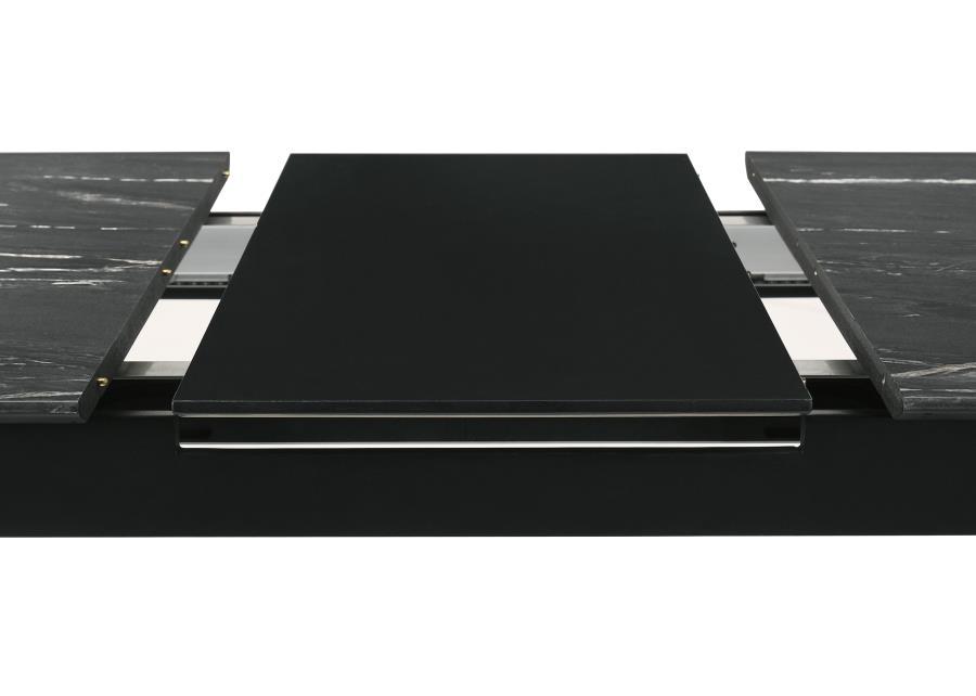 Crestmont - Extension Dining Table Faux Marble - Black by CoasterEssence | Bel Furniture