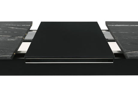 Crestmont - Extension Dining Table Faux Marble - Black by CoasterEssence | Bel Furniture