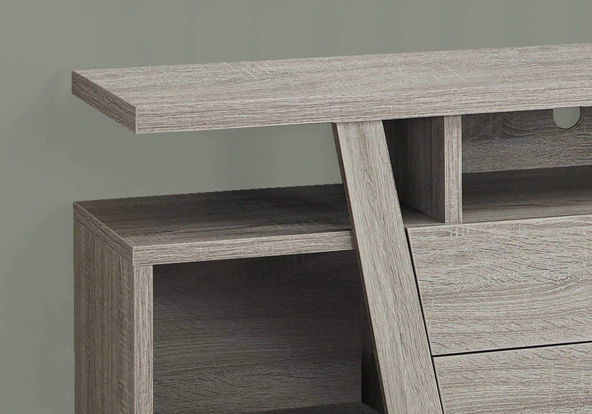 Wooden Open Shelving TV Stand - Deep Taupe