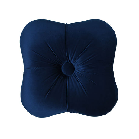 Ellen - Upholstered Clover Ottoman With Gold Bullion Fringe - Navy Blue by Jennifer Taylor Home | Bel Furniture