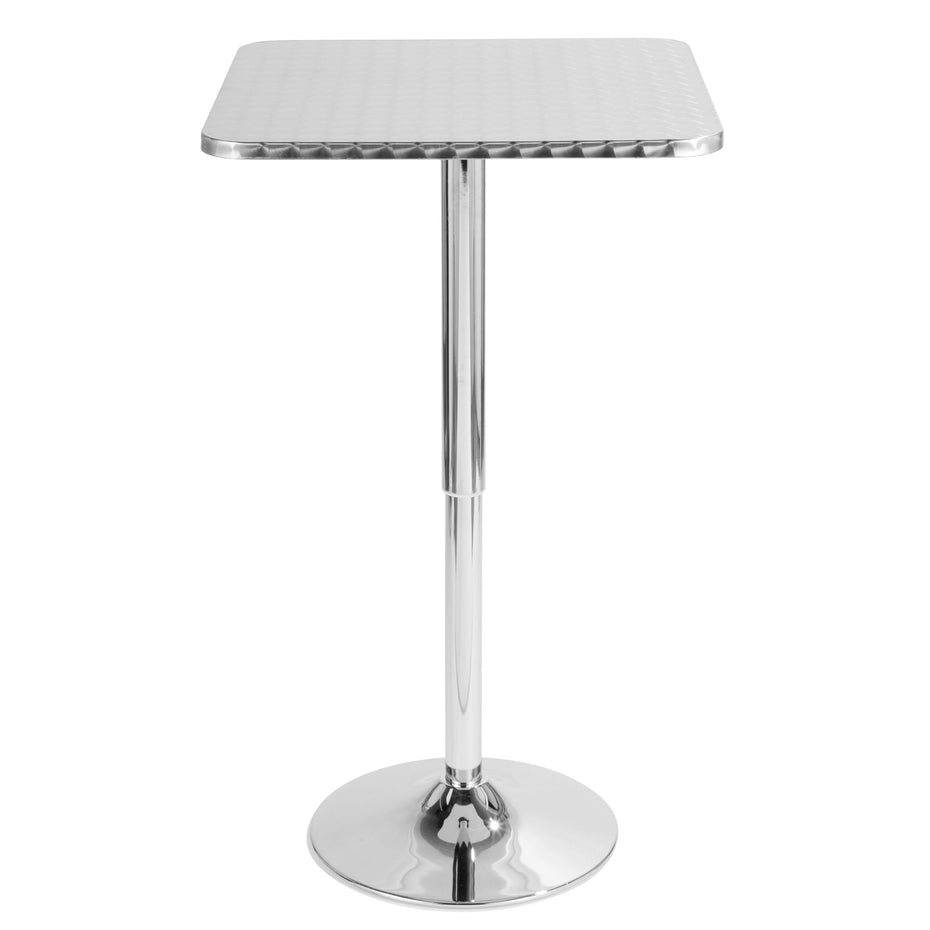 Bistro - Contemporary Adjustable Square Bar Table - Silver