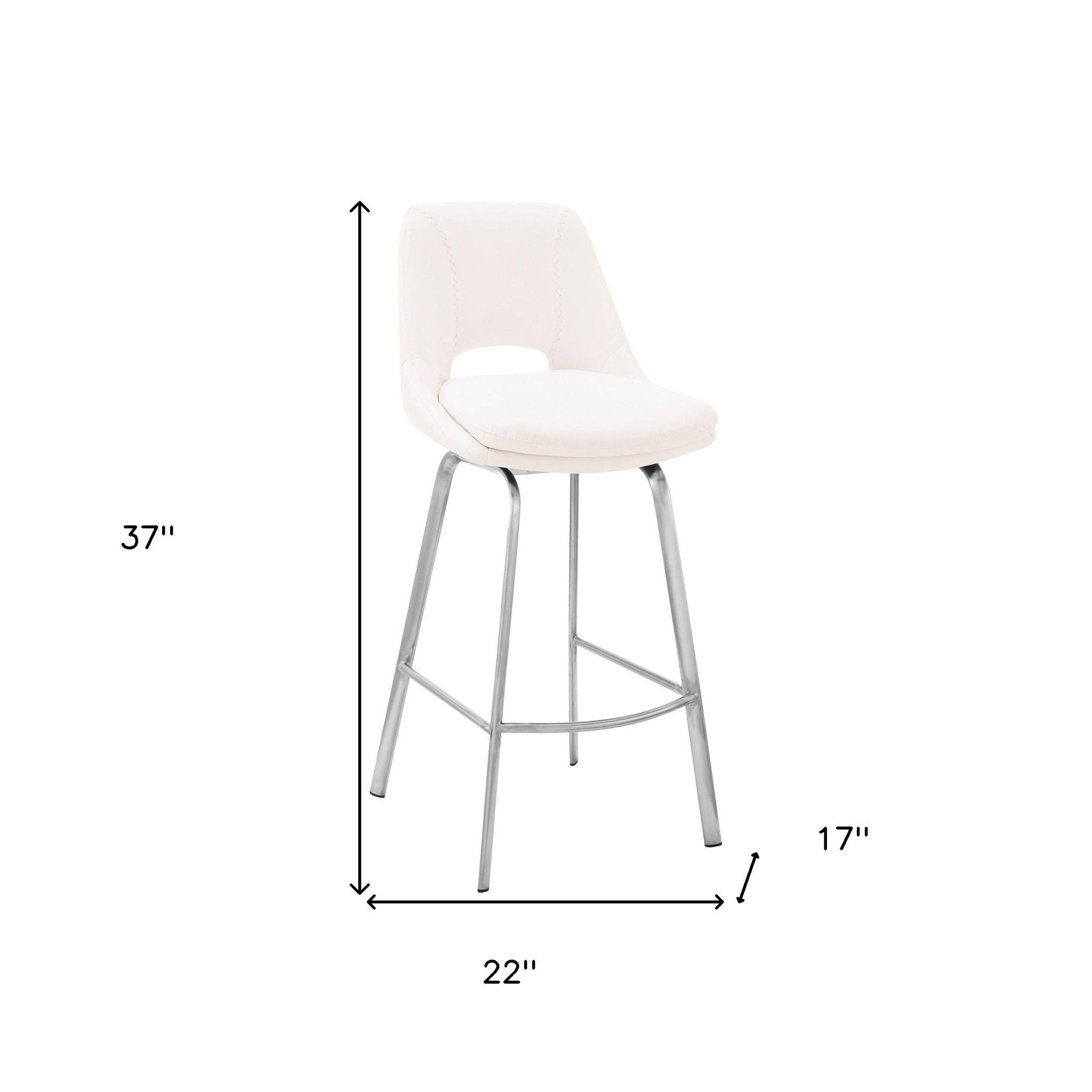 Swivel Low Back Counter Height Bar Chair - White / Silver