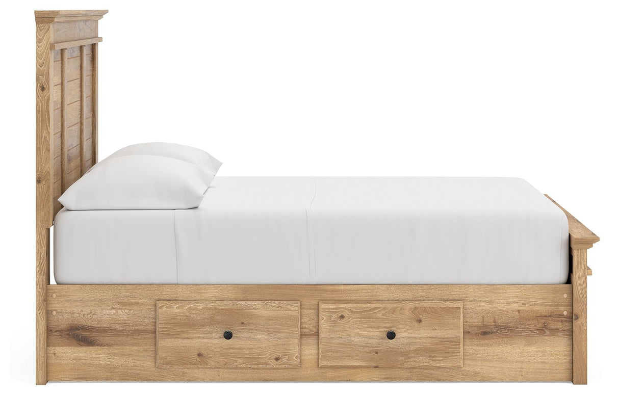 Makidern - Panel Storage Bed With 2 Under Bed Storage Units